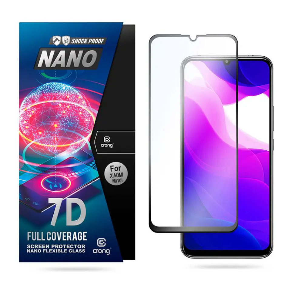 ⁨Crong 7D Nano Flexible Glass - 9H Hybrid Glass for Full Screen Xiaomi Mi 10 Lite⁩ at Wasserman.eu