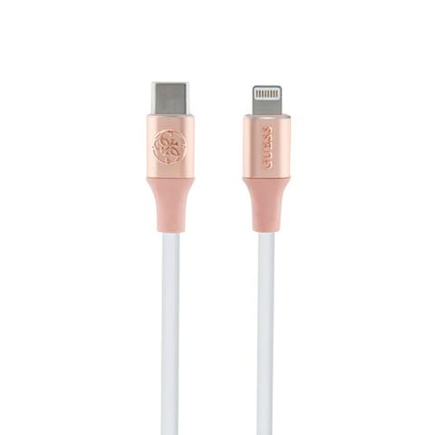 ⁨Guess Ebossed Logo - Kabel USB-C do Lightning certyfikat MFi 1.5m (różowy)⁩ w sklepie Wasserman.eu