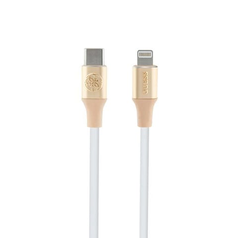 ⁨Guess Ebossed Logo - Kabel USB-C do Lightning certyfikat MFi 1.5m (złoty)⁩ w sklepie Wasserman.eu