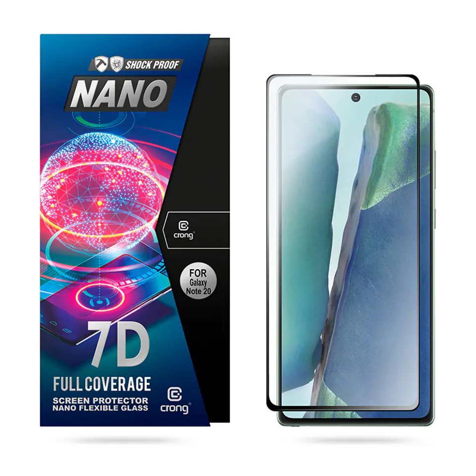 ⁨Crong 7D Nano Flexible Glass – Non-cracking 9H hybrid glass for the entire screen of Samsung Galaxy Note 20⁩ at Wasserman.eu