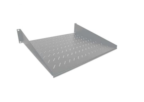 Półka 2U 400mm rack 19, 2 pkt mocowania, perforowana szara w sklepie Wasserman.eu