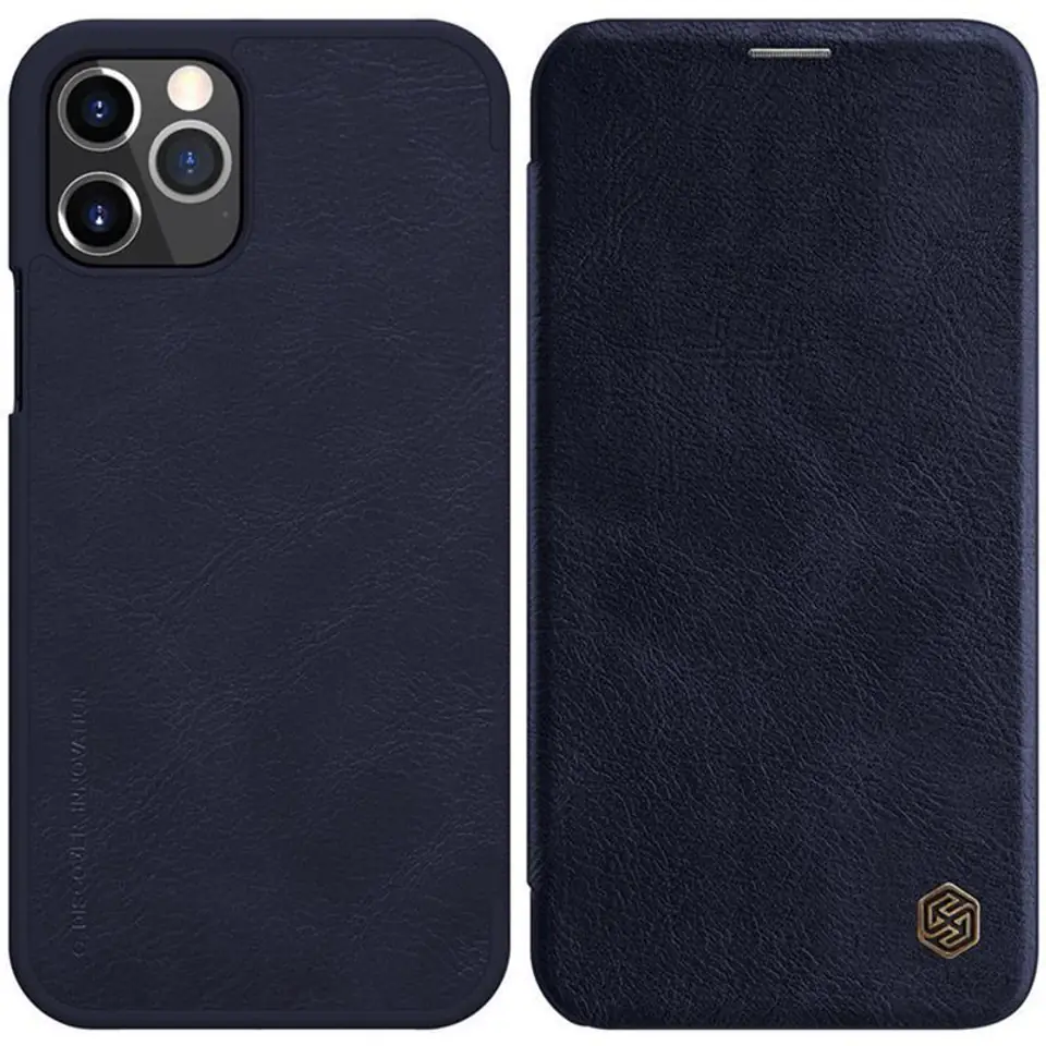 ⁨Nillkin Qin Leather Case - Etui Apple iPhone 12 Pro Max (Blue)⁩ w sklepie Wasserman.eu