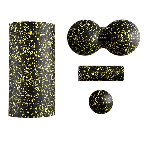 ⁨FSBM04 BLACK-YELLOW SET ROLLER/BALL MASSAGE SET(4 pcs) HMS⁩ at Wasserman.eu