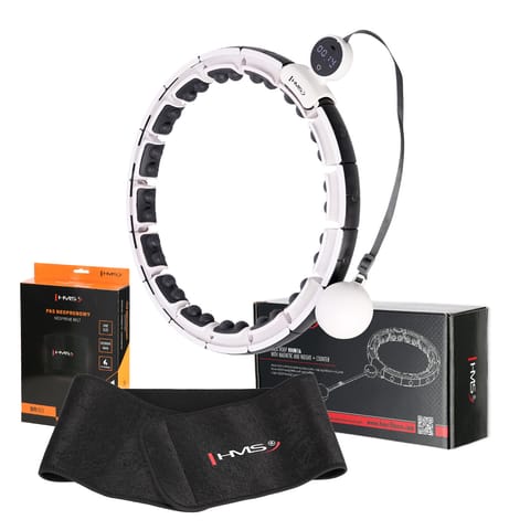 ⁨ZESTAW HULA HOP MAGNETYCZNY WHITE HHM16 Z LICZNIKIEM HMS + PAS WYSZCZUPLAJĄCY BR163 BLACK⁩ w sklepie Wasserman.eu