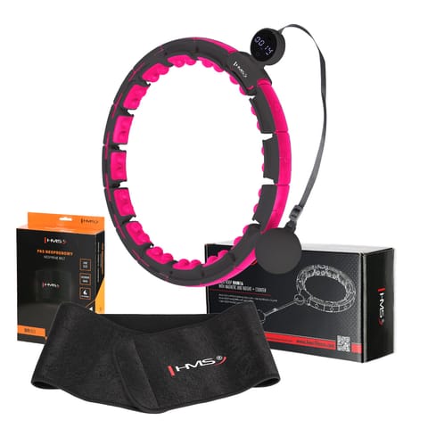 ⁨MAGNETIC HULA HOOP SET BLACK/PINK HHM16 WITH HMS COUNTER + SLIMMING BELT BR163 BLACK⁩ at Wasserman.eu
