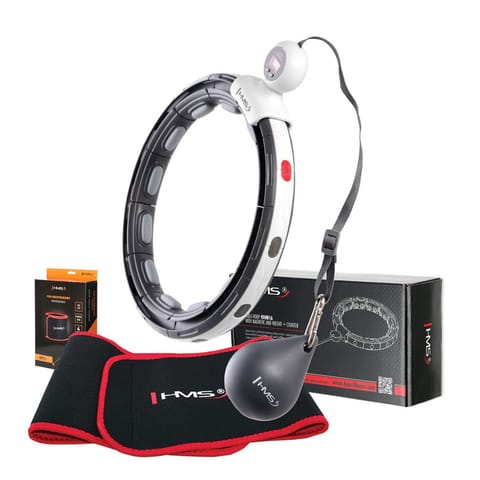 ⁨MAGNETIC HULA HOOP SET BLACK HHM15 WITH HMS COUNTER + SLIMMING BELT BR163 RED⁩ at Wasserman.eu