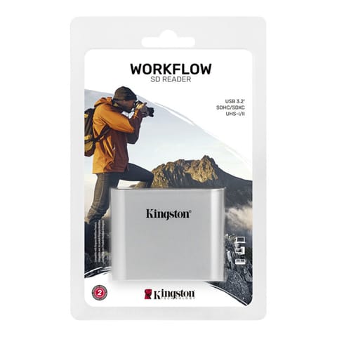 ⁨Kingston Czytnik kart pamięci USB (3.2), Workflow Dual-Slot SDHC/SDXC UHS-II Card Reader, SD, zewnętrzny, srebrna⁩ w sklepie Wasserman.eu