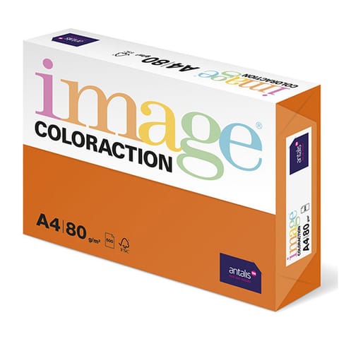 Papier kserograficzny Coloraction, Amsterdam, A4, 80 g/m2, ceglaste pomarańczowy, 500 arkusza, nadaje się do druku atramentowego w sklepie Wasserman.eu