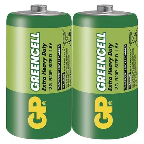 ⁨Bateria jednorazowa cynkowo-węglowa, ogniwo format D, D, 1.5V, GP, folia, 2-pack, Greencell⁩ w sklepie Wasserman.eu