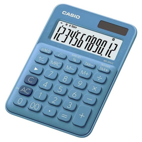 ⁨Casio Kalkulator MS 20 UC BU, niebieska, 12 miejsc, podwójne zasilanie⁩ w sklepie Wasserman.eu