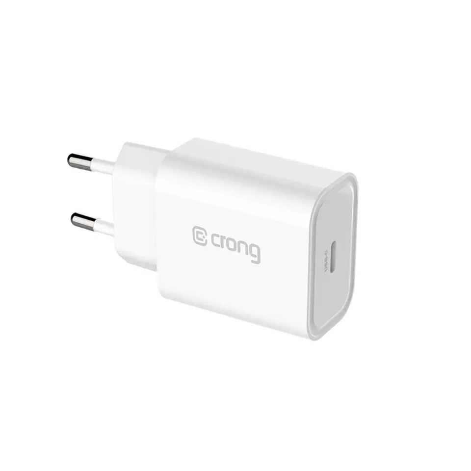 ⁨Crong USB-C Travel Charger – Ładowarka sieciowa USB-C Power Delivery 20W (biały)⁩ w sklepie Wasserman.eu