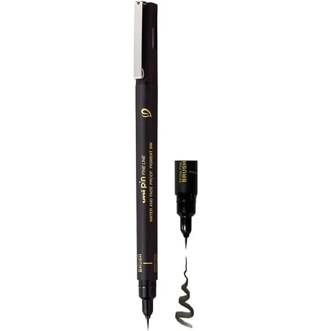 ⁨Cienkopis pędzelkowy Uni Pin-500EF brush czarny⁩ w sklepie Wasserman.eu