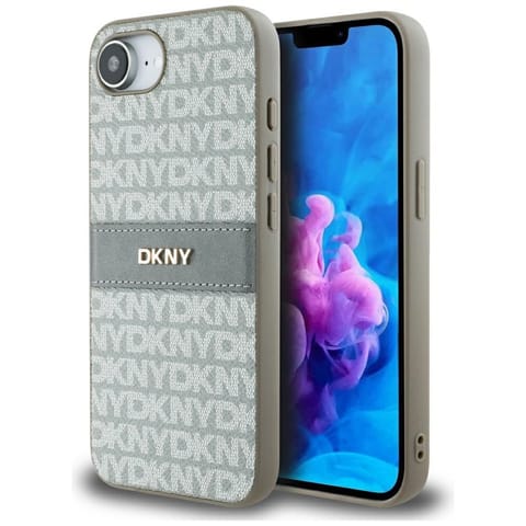 ⁨Etui DKNY Repeat Texture Pattern with    Tonal Stripe do iPhone 16e beżowy⁩ w sklepie Wasserman.eu