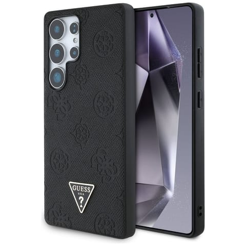 ⁨Etui Guess Grained Hot Stamp Peony       Pattern Triangle Logo MagSafe do Samsung Galaxy S25 Ultra czarny⁩ w sklepie Wasserman.eu