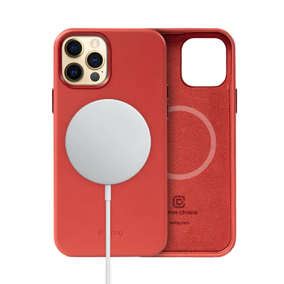 ⁨Crong Essential Cover Magnetic - iPhone 12 Pro Max MagSafe Leather Case (Red)⁩ at Wasserman.eu