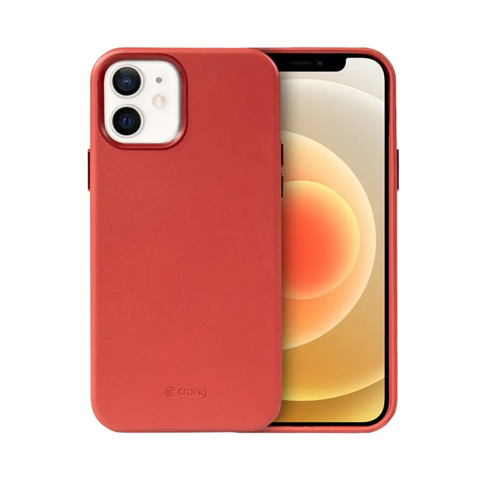 ⁨Crong Essential Cover - Etui ze skóry ekologicznej iPhone 12 / iPhone 12 Pro (czerwony)⁩ w sklepie Wasserman.eu