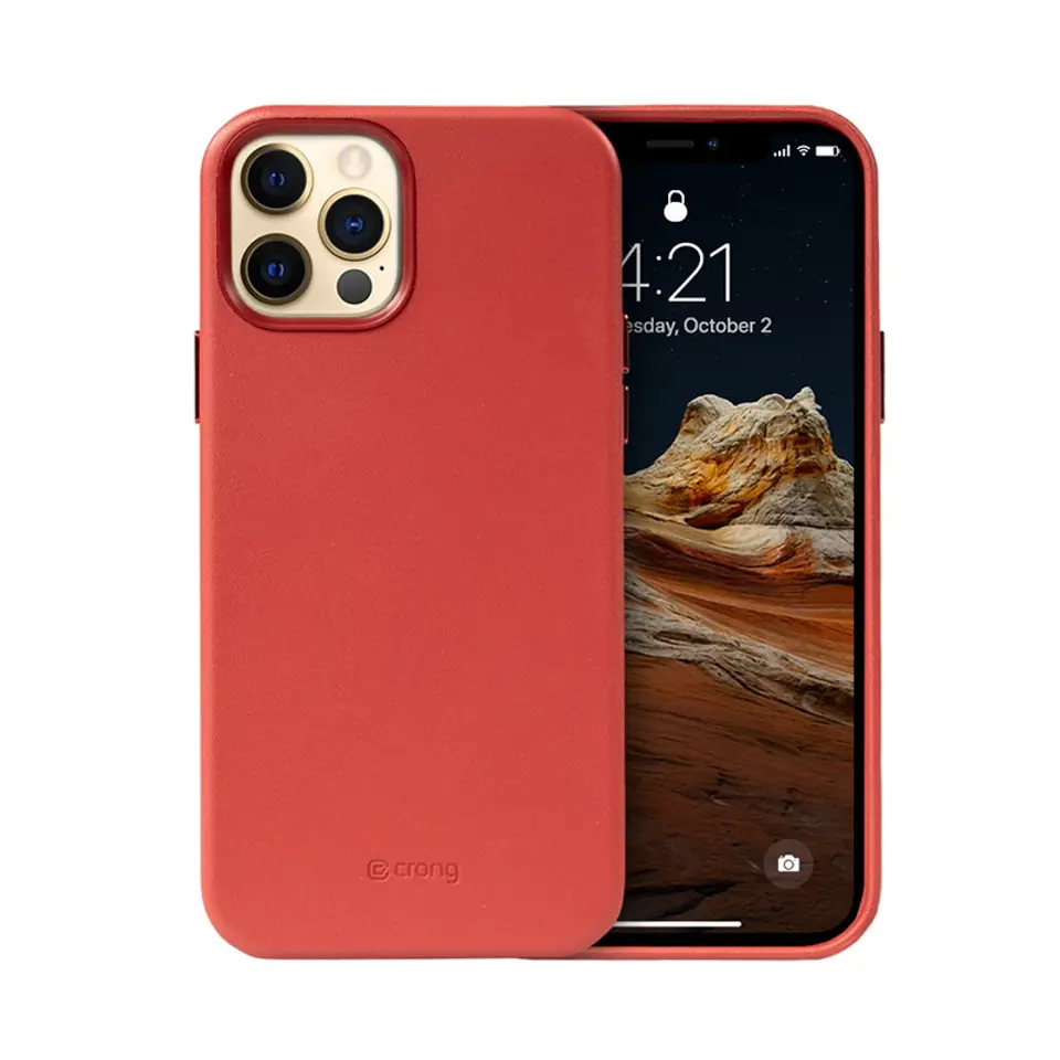 ⁨Crong Essential Cover - Etui ze skóry ekologicznej iPhone 12 Pro Max (czerwony)⁩ w sklepie Wasserman.eu