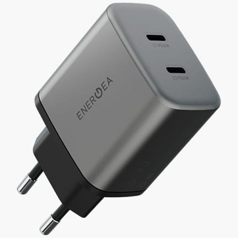 ⁨Ładowarka sieciowa Energea Ampcharge     GaN45 2xUSB-C PD/PPS/QC3.0 45W szary⁩ w sklepie Wasserman.eu