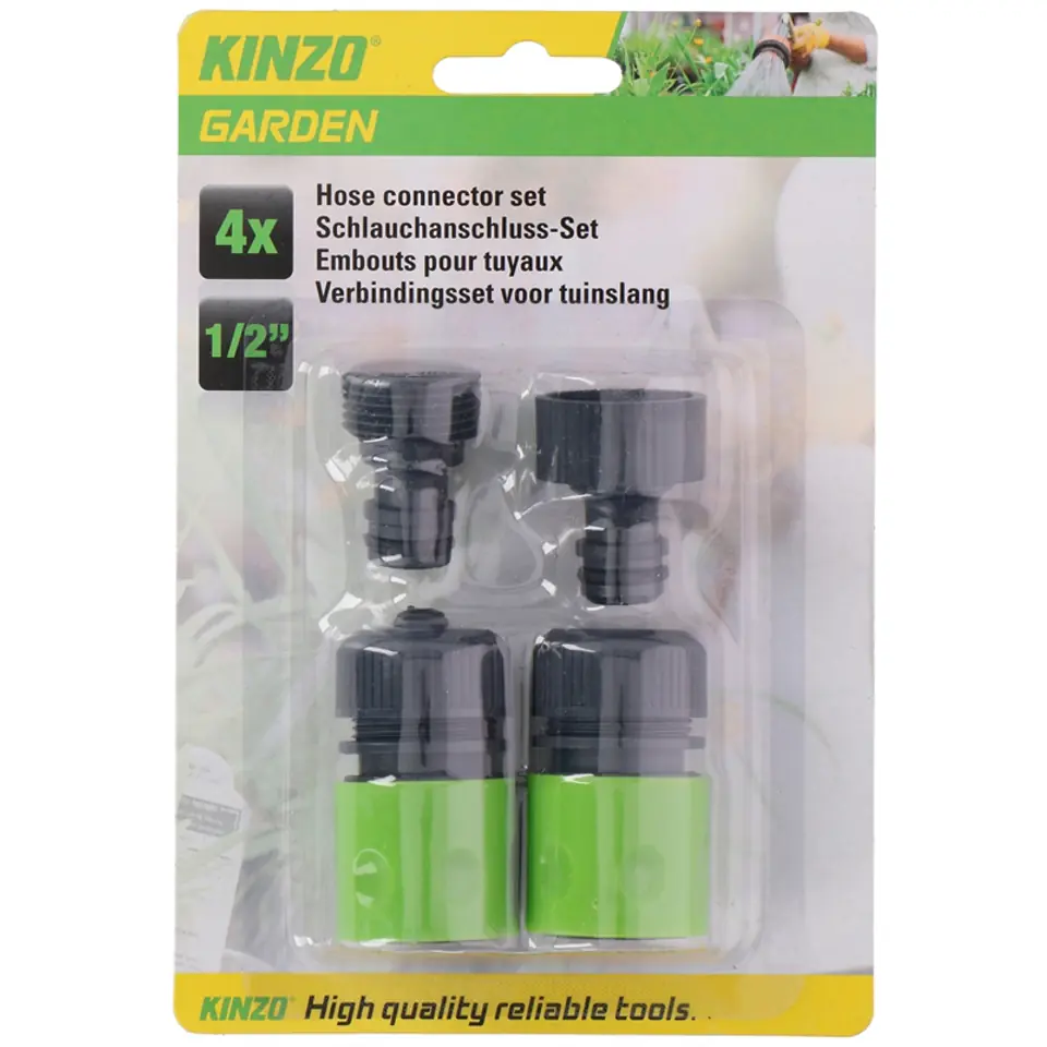 ⁨Kinzo - Connectors for garden hose 1/2 4 pcs.⁩ at Wasserman.eu