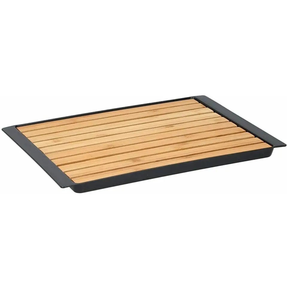 ⁨Alpina - Bamboo bread cutting board with crumb tray⁩ at Wasserman.eu