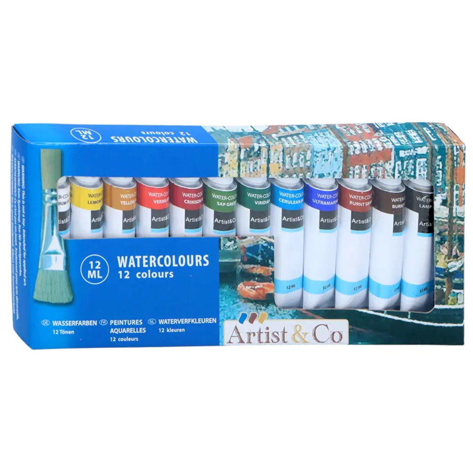 ⁨Watercolor paints in tubes 12 ml 12 colors⁩ at Wasserman.eu