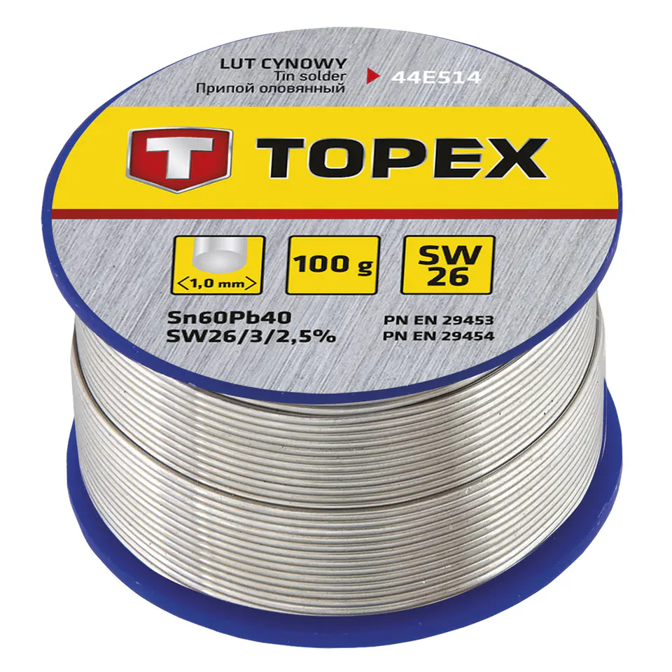 ⁨Tin Solder 60 Sn Wire 1.0mm 100g 44E514⁩ at Wasserman.eu