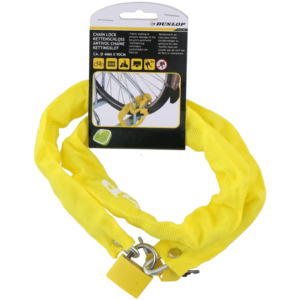 Dunlop - Antykradzieżowe zapięcie rowerowe 90 cm (Żółty) w sklepie Wasserman.eu