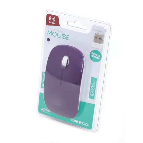 ⁨OMEGA MYSZ BEZPRZEWODOWA MOUSE WIRELESS 1000DPI RUBBER PURPLE [42596]⁩ w sklepie Wasserman.eu