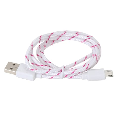 ⁨OMEGA FABRIC BRAIDED MICRO USB TO USB CABLE KABEL 1M WHITE [42322]⁩ w sklepie Wasserman.eu