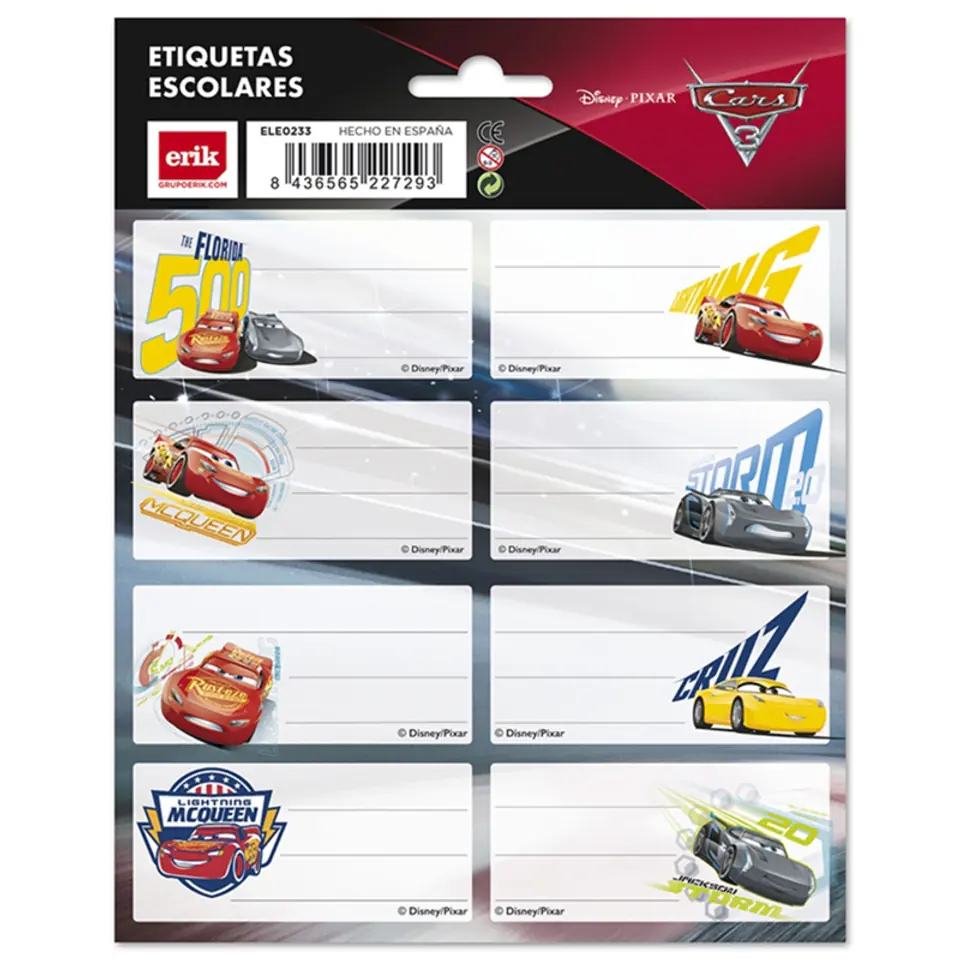 ⁨Cars - Stickers for a notebook or book (16 pcs.)⁩ at Wasserman.eu