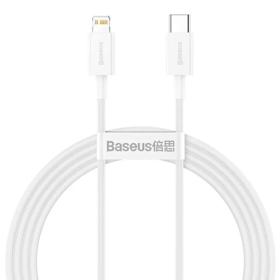 ⁨Baseus Superior Series - USB-C connection cable for Lightning PD 20W 1m (white)⁩ at Wasserman.eu