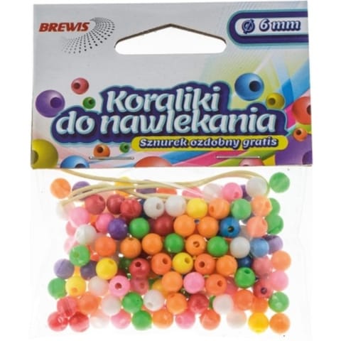 ⁨Koraliki do nawlekania 6mm mix kolorów K6-10MIX BREWIS⁩ w sklepie Wasserman.eu