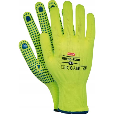 ⁨Rękawice REIS RNYDO-FLUO SE poliestrowe nakrapiane pcv seledynowe fluorescencyjne roz.10/XL⁩ w sklepie Wasserman.eu
