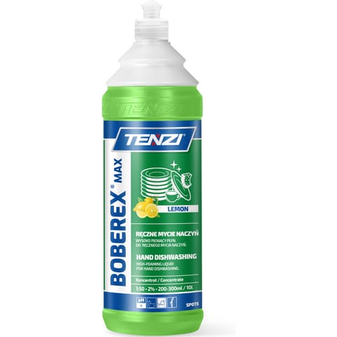 ⁨Płyn TENZI BOBEREX MAX LEMON do ręcznego mycia naczyń zapach cytrynowy 1L (SP-75/001)⁩ w sklepie Wasserman.eu