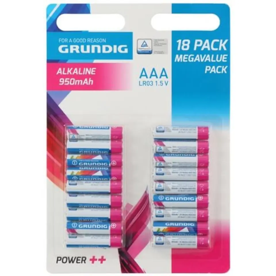 ⁨Grundig - Zestaw baterii alkalicznych AAA / R03 1.5 V 18 szt.⁩ w sklepie Wasserman.eu