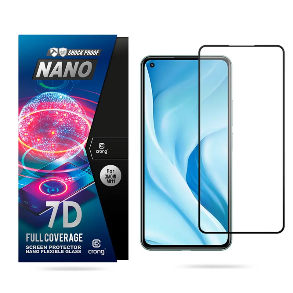 ⁨Crong 7D Nano Flexible Glass – Non-cracking hybrid glass 9H for the full screen Xiaomi Mi 11 Lite 5G⁩ at Wasserman.eu