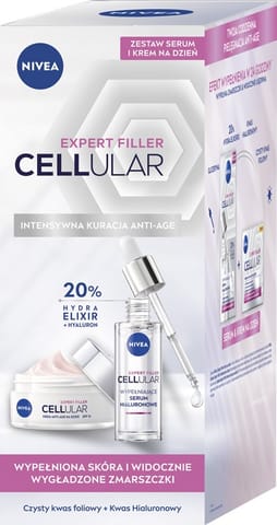 ⁨NIVEA CELLULAR Expert Filler Zestaw prezentowy Krem na dzień + Serum hialuronowe⁩ w sklepie Wasserman.eu