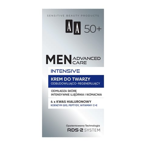 ⁨AA Men Advanced Care Intensive Krem do twarzy odbudowująco - regenerujący dla mężczyzn 50+ 50 ml⁩ w sklepie Wasserman.eu