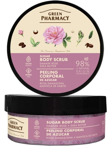 ⁨GREEN PHARMACY Peeling cukrowy do ciała Róża damasceńska i Masło shea 200 ml⁩ w sklepie Wasserman.eu