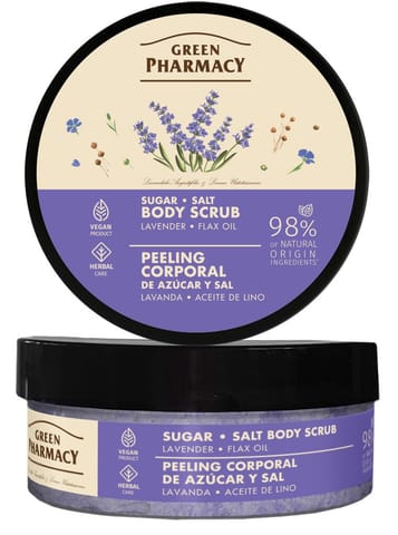 ⁨GREEN PHARMACY Peeling cukrowo-solny do ciała Lawenda + Olej lniany 200 ml⁩ w sklepie Wasserman.eu