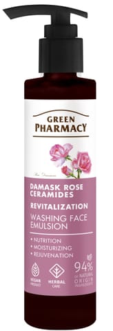 ⁨GREEN PHARMACY Róża Damasceńska + Ceramidy Rewitalizująca Emulsja do mycia twarzy 150 ml⁩ w sklepie Wasserman.eu