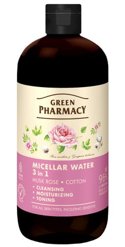 ⁨GREEN PHARMACY Woda micelarna 3w1 Róża piżmowa i Bawełna 500 ml⁩ w sklepie Wasserman.eu