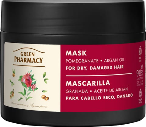 ⁨GREEN PHARMACY Maska do włosów suchych i zniszczonych Granat i Olej arganowy 300 ml⁩ w sklepie Wasserman.eu