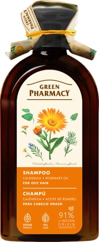⁨GREEN PHARMACY Szampon do włosów przetłuszczających się Nagietek i Olej rozmarynowy 350 ml⁩ w sklepie Wasserman.eu