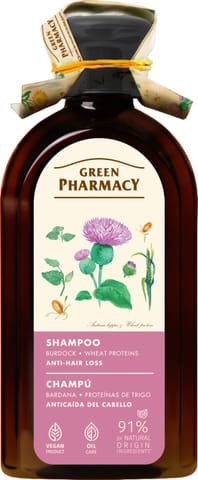 ⁨GREEN PHARMACY Szampon przeciw wypadaniu włosów Łopian i Białka pszenicy 350 ml⁩ w sklepie Wasserman.eu