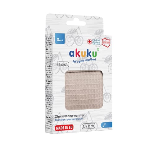 ⁨AKUKU Termofor z pestkami wiśni w pokrowcu 13x16 cm beż (a0635)⁩ w sklepie Wasserman.eu
