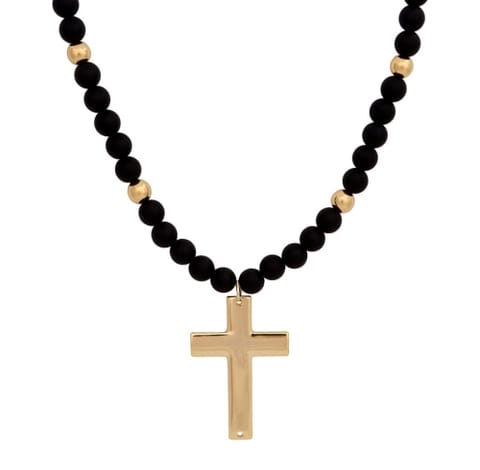 ⁨Naszyjnik onyks i krzyż Unisex (C21/KOR/12AU)⁩ w sklepie Wasserman.eu