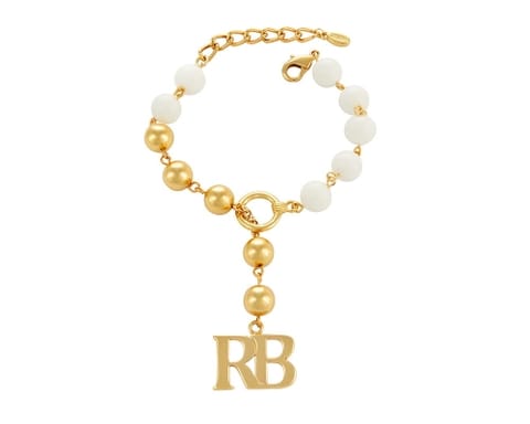 ⁨Bransoletka z agatów, z literkami z kolekcji RB (B23/KOR/179Au)⁩ w sklepie Wasserman.eu