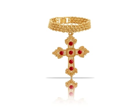 ⁨Bransoletka bismark z krzyżem (B23/ZIM/35AU)⁩ w sklepie Wasserman.eu