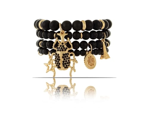 ⁨Komplet bransoletek ze skarabeuszem z kolekcji Beetle Brilliance (B23/ZIM/14AU)⁩ w sklepie Wasserman.eu